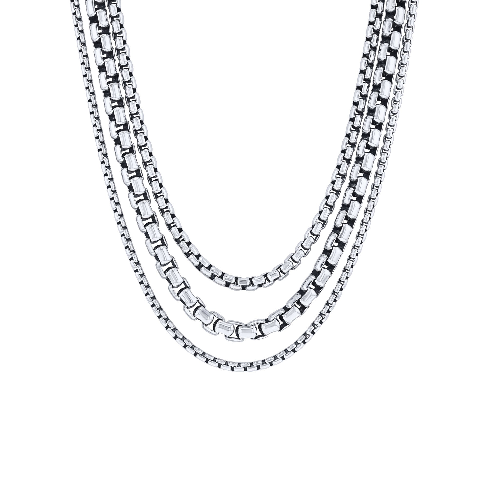 Silver Kerri Triple Box Chain Necklace