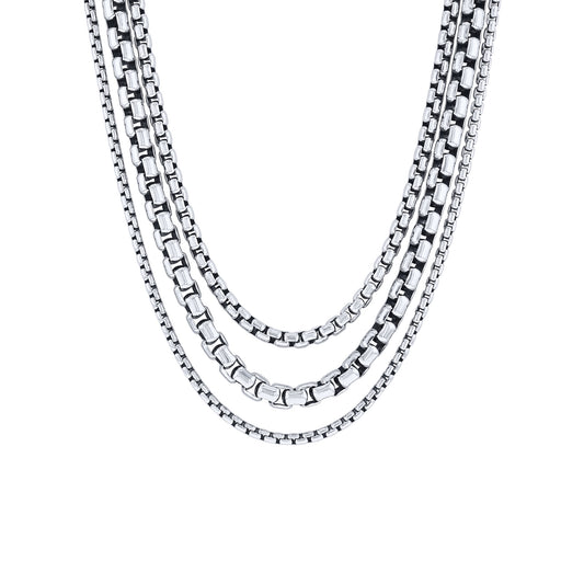 Silver Kerri Triple Box Chain Necklace