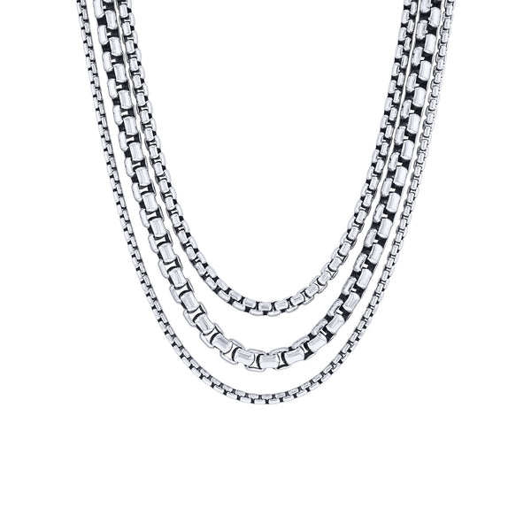 Silver Kerri Triple Box Chain Necklace – Steven Singer Jewelers