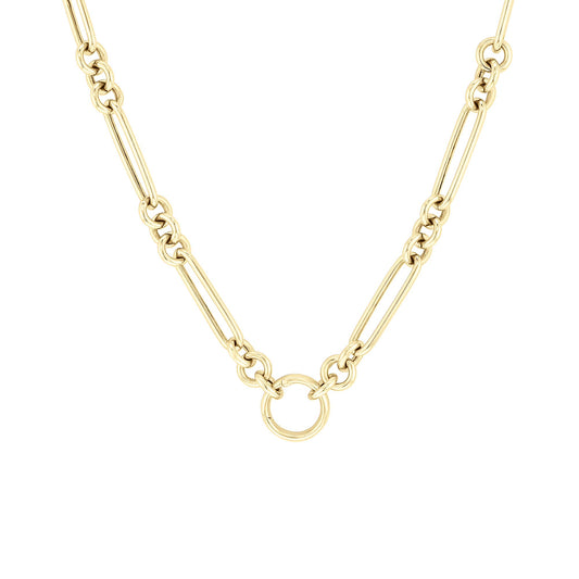 Long Link Chain Charm-Ring Necklace