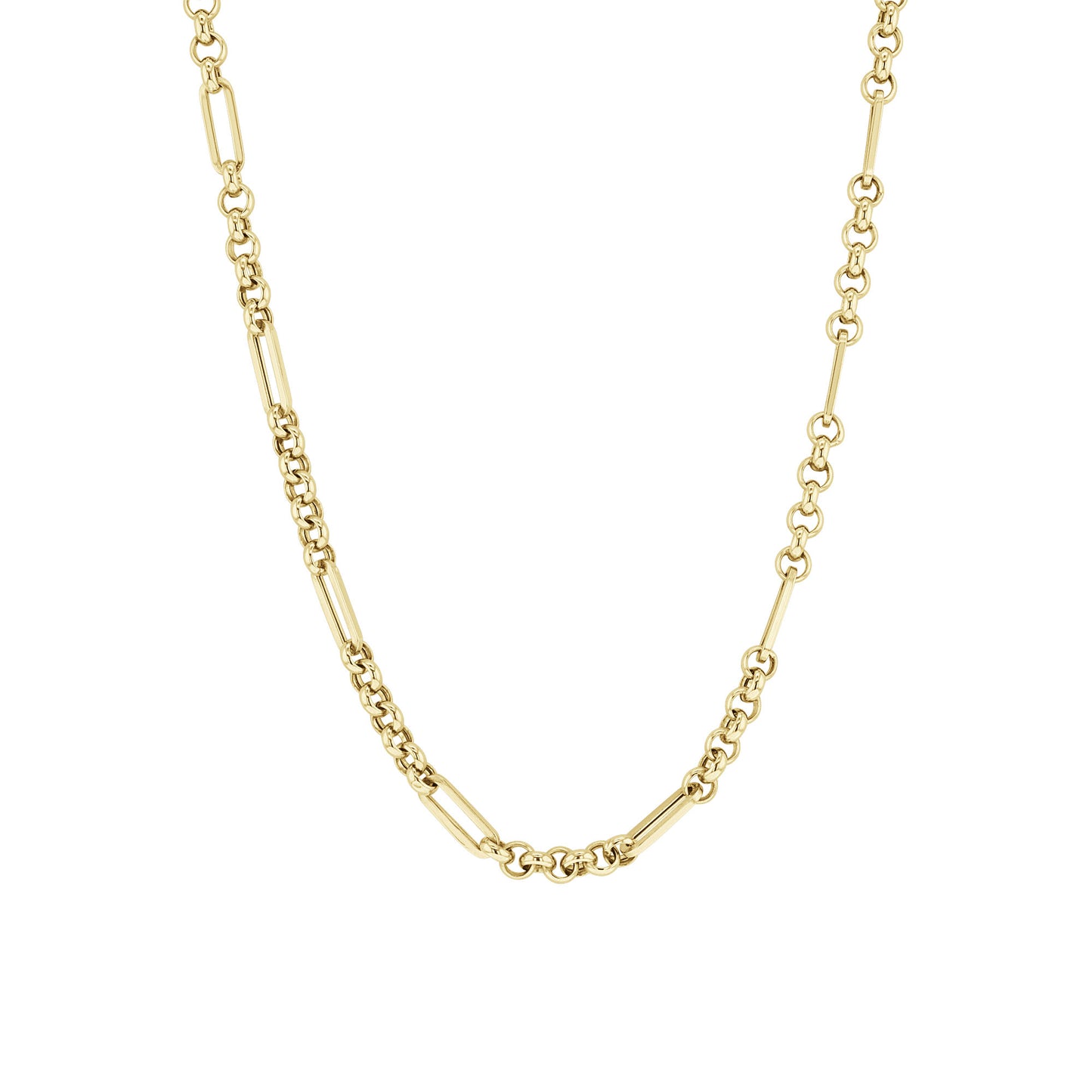 Melrose Gold Paper Clip and Round Link Chain Necklace