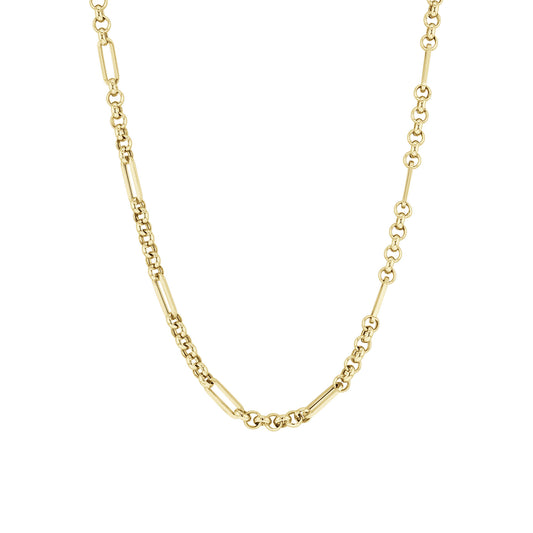 Melrose Gold Paper Clip and Round Link Chain Necklace