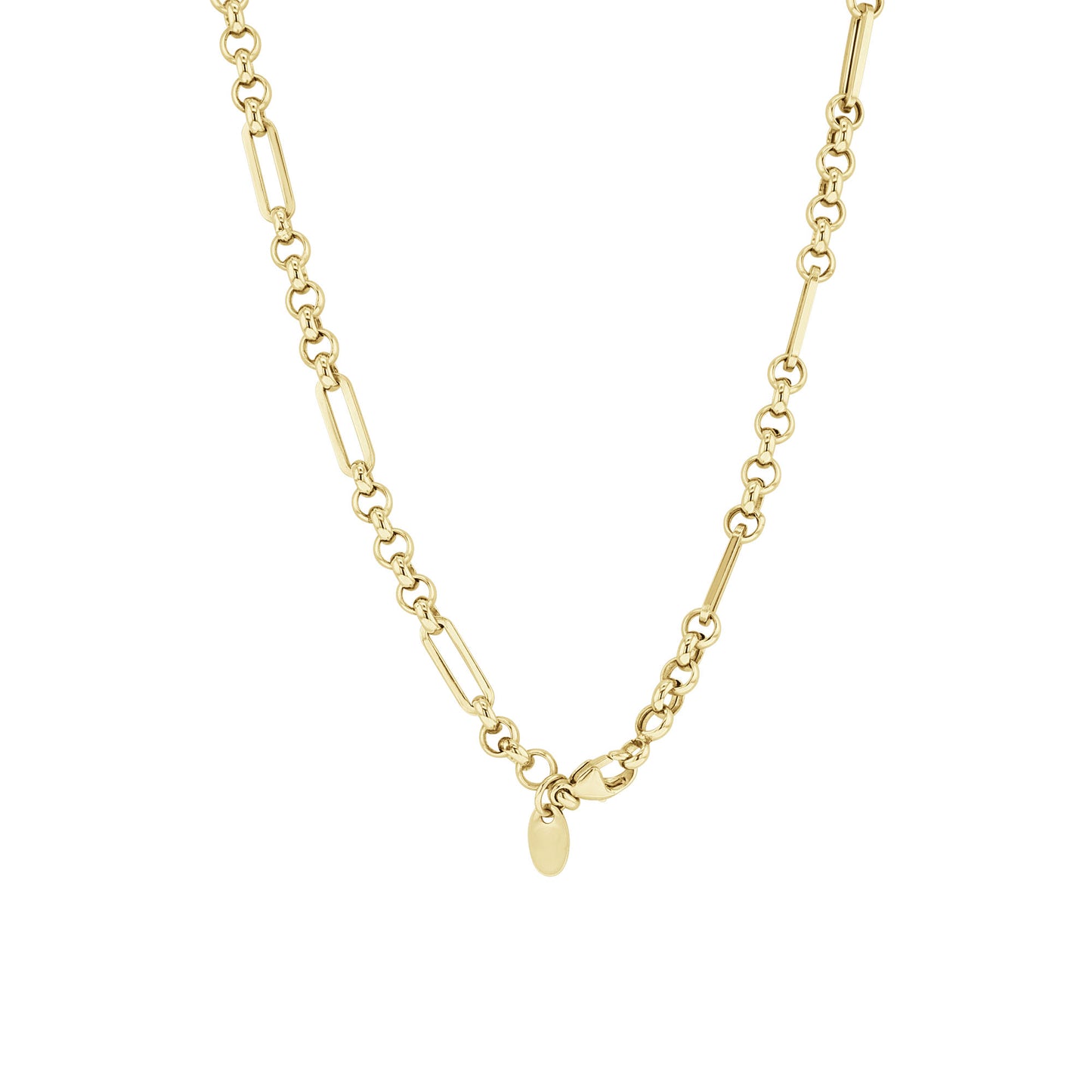 Melrose Gold Paper Clip and Round Link Chain Necklace