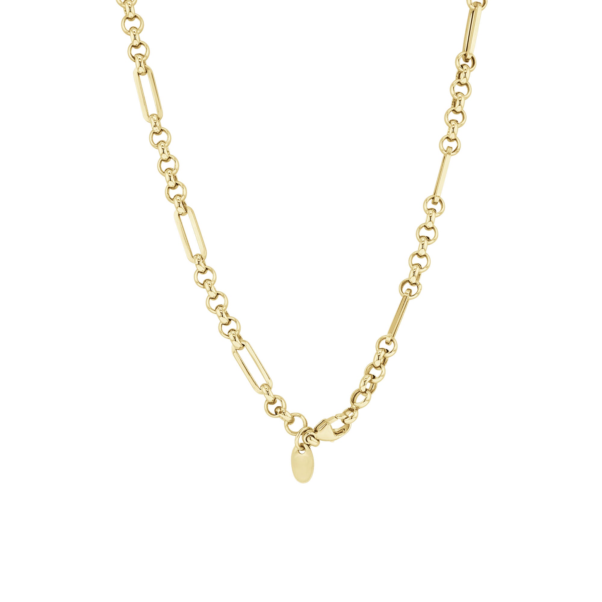 Melrose Gold Paper Clip and Round Link Chain Necklace