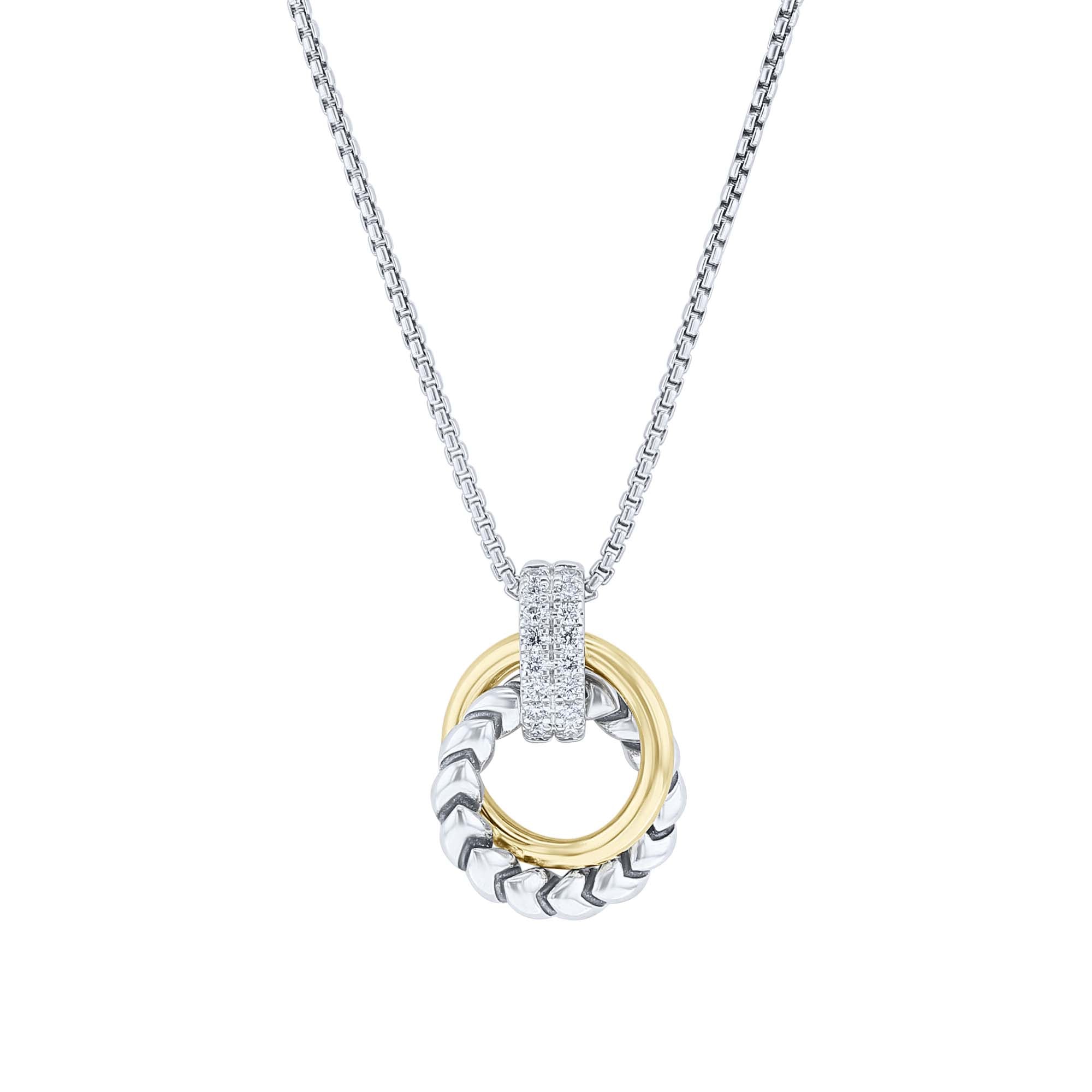 Silver Sloane Coupled Ring Diamond Necklace