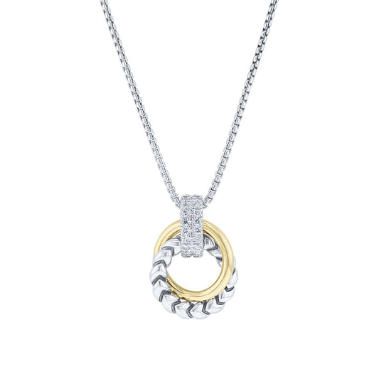 Silver Sloane Coupled Ring Diamond Necklace