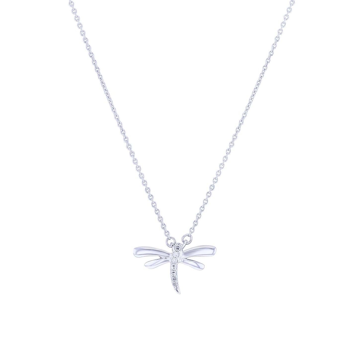 Silver Dragonfly Diamond Necklace