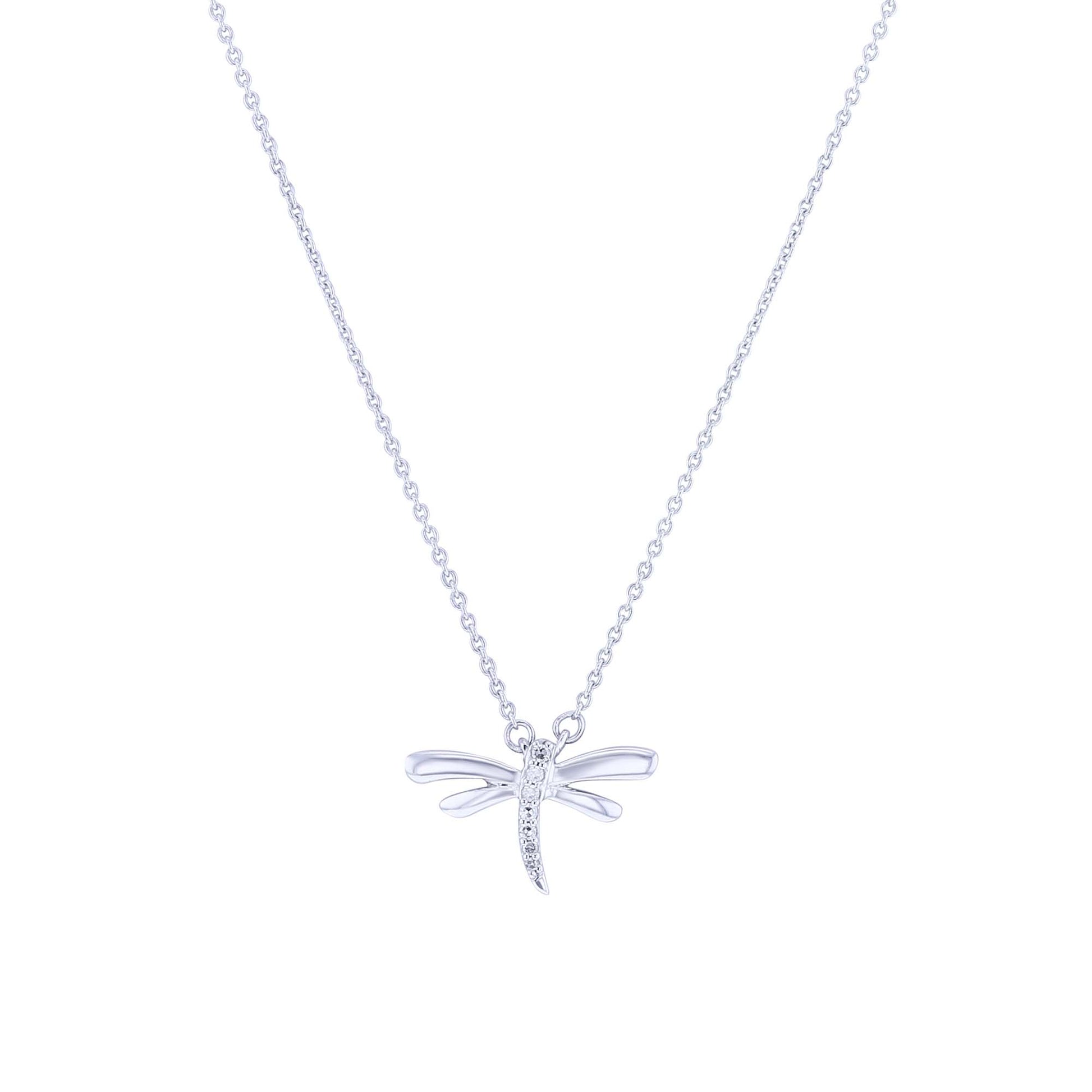 Silver Dragonfly Diamond Necklace
