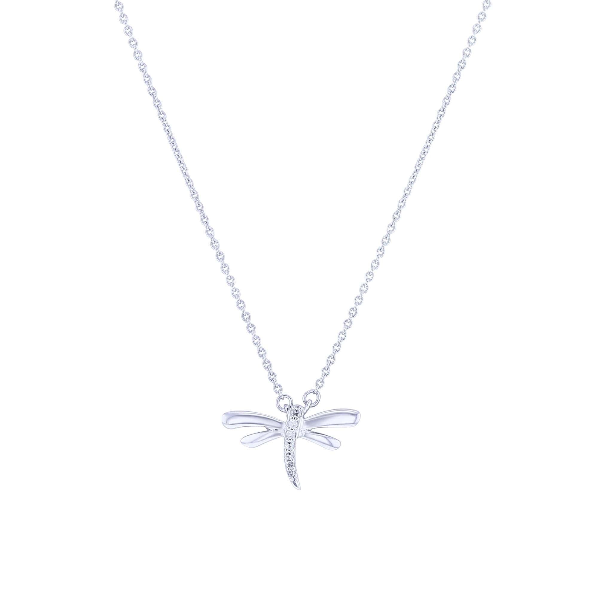 Silver Dragonfly Diamond Necklace
