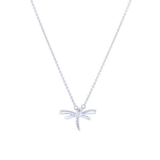 Silver Dragonfly Diamond Necklace