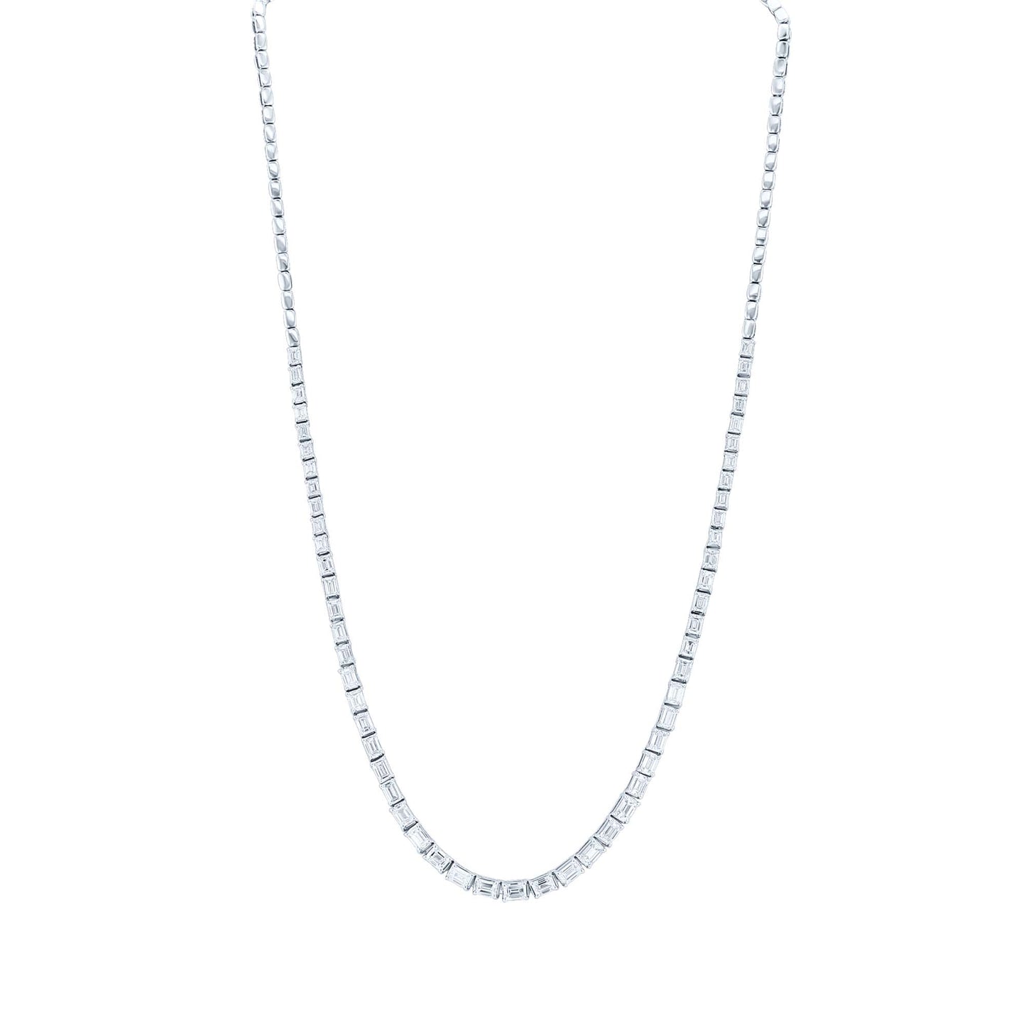 Elegantly Emerald Diamond Tennis Necklace