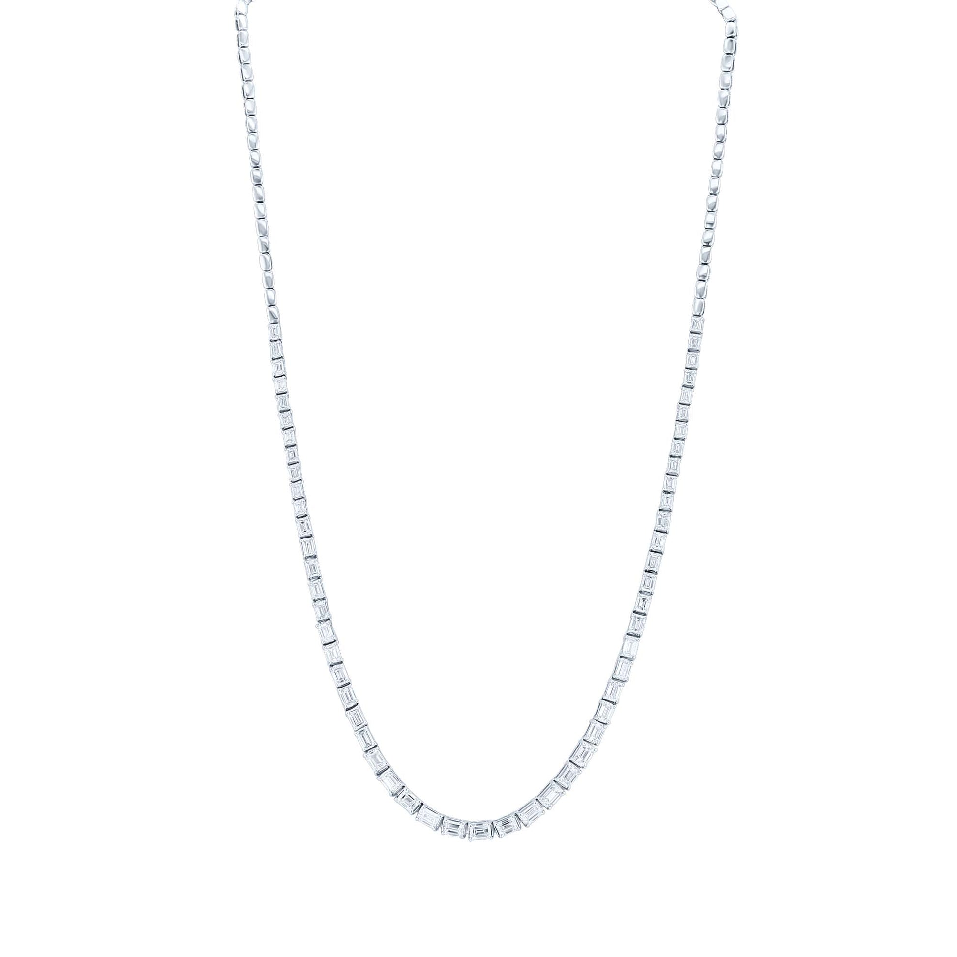 Elegantly Emerald Diamond Tennis Necklace