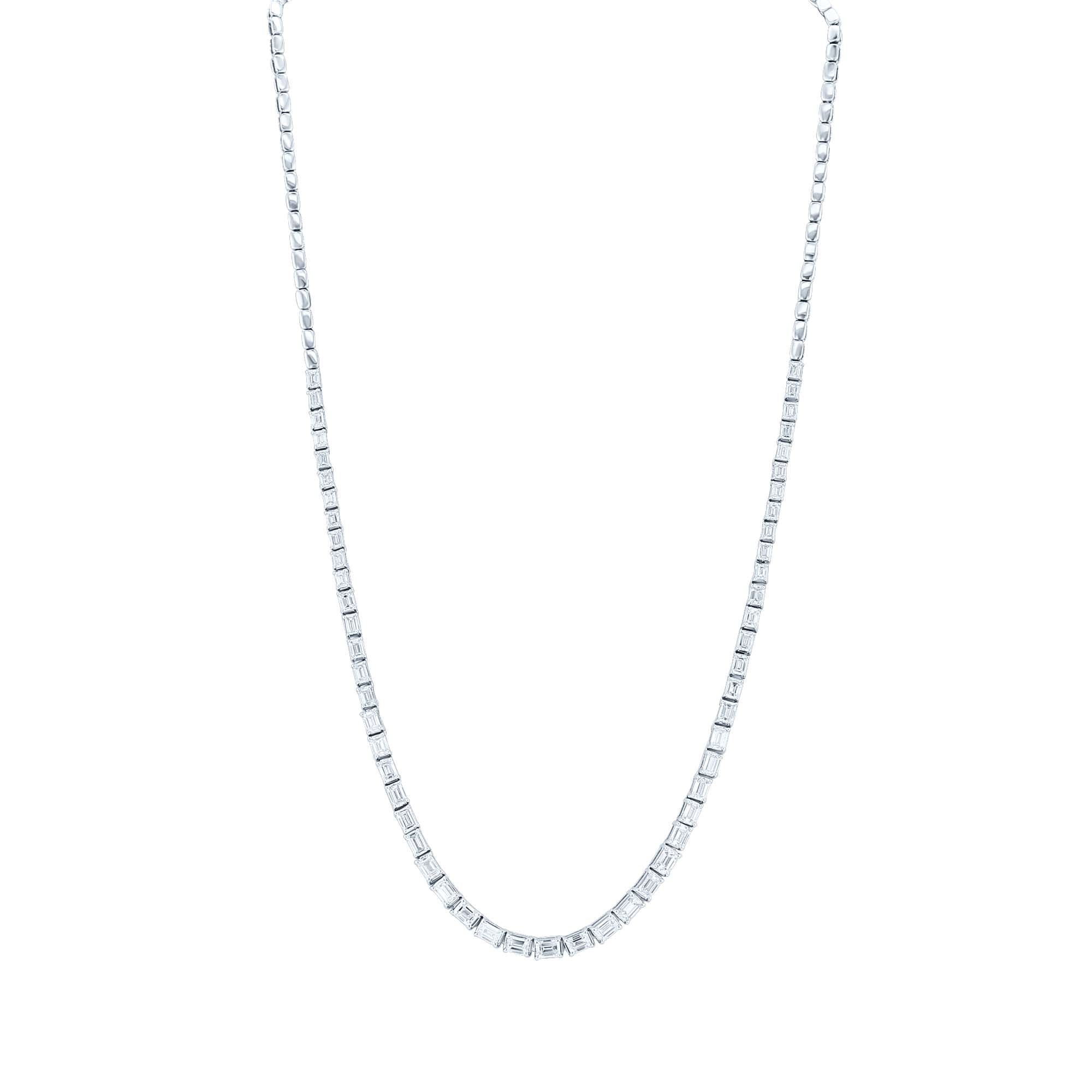 Elegantly Emerald Diamond Tennis Necklace
