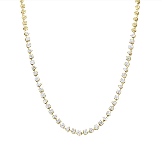 Fabrizia Fancy Diamond Tennis Necklace