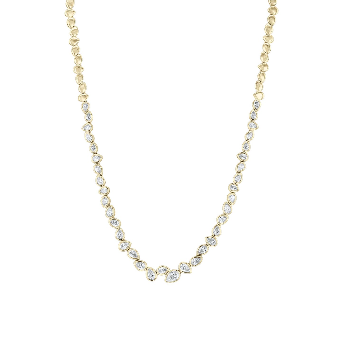 Cascading Pears Bezel Diamond Tennis Necklace