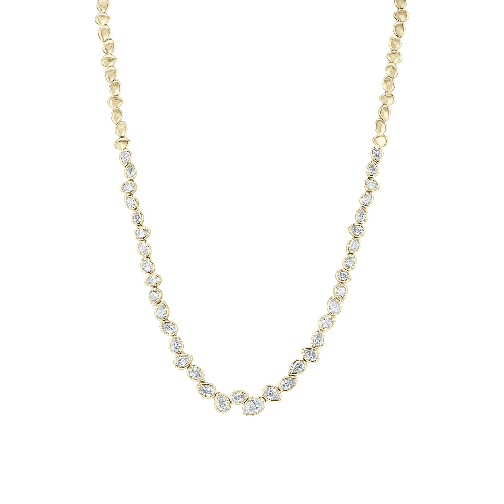 Cascading Pears Bezel Diamond Tennis Necklace