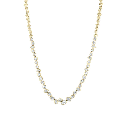 Cascading Pears Bezel Diamond Tennis Necklace