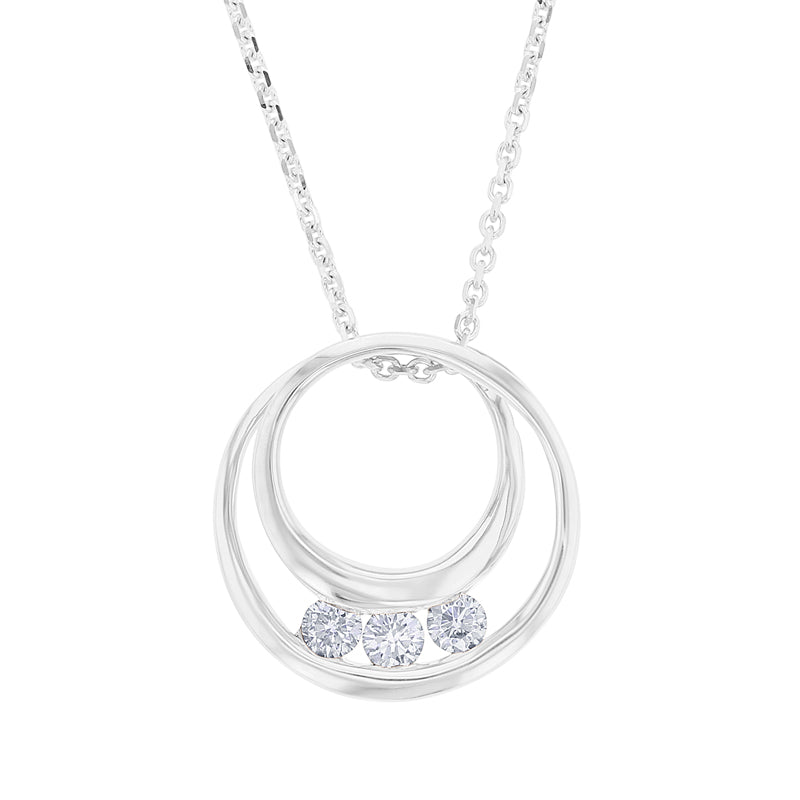 Past Present Future Circle Diamond Necklace 1/10ct