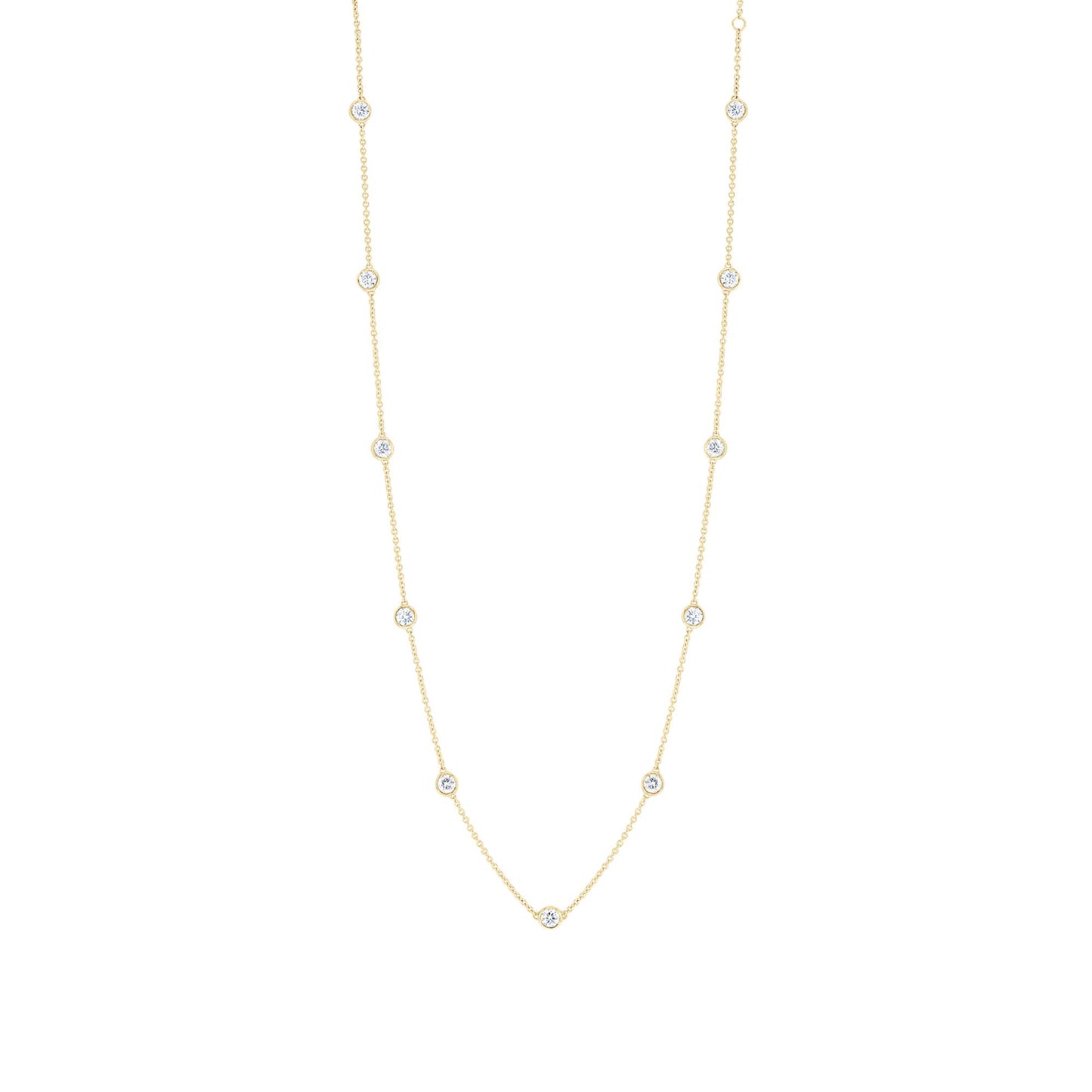 Classic Bezel Station Diamond Necklace 1 1/2ctw