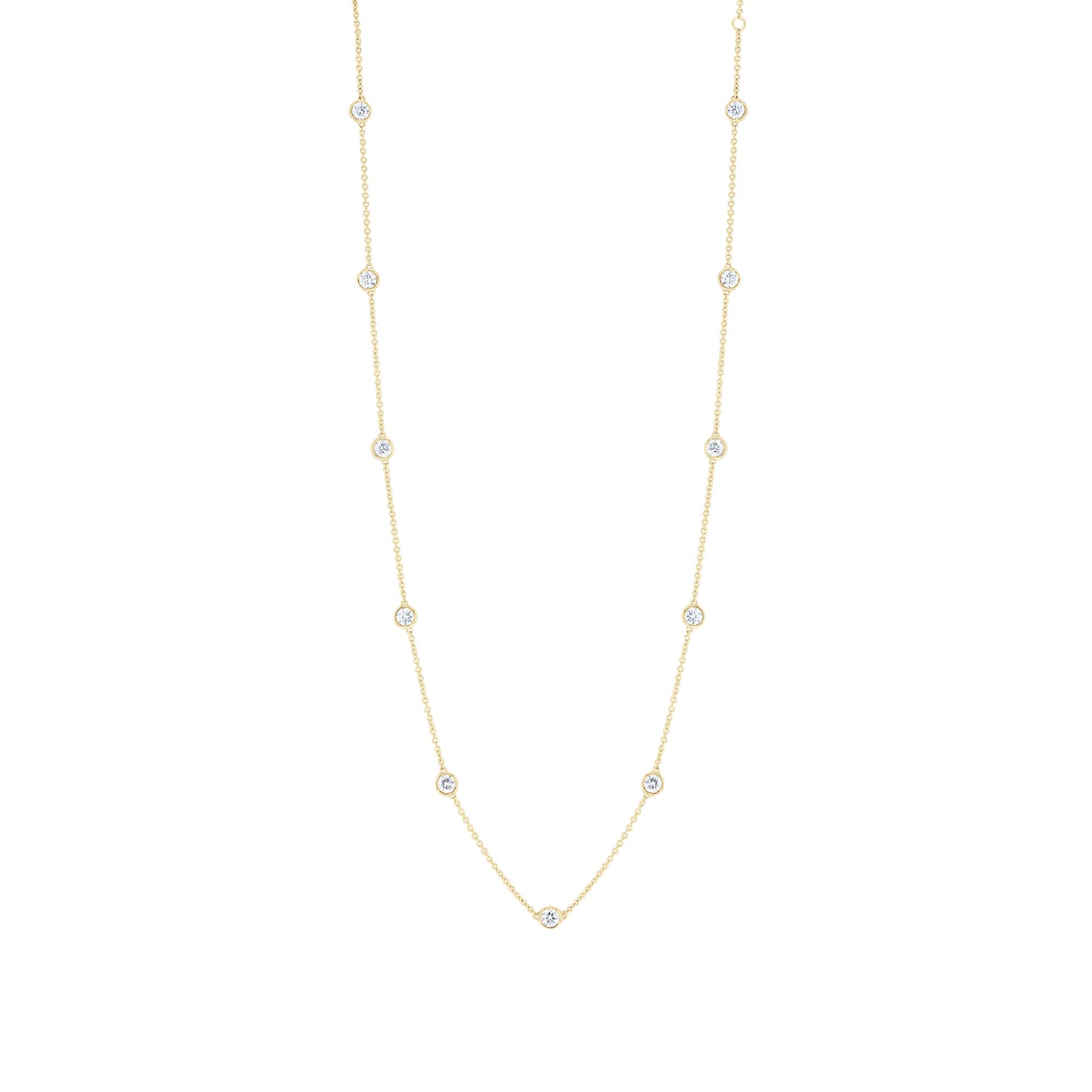Classic Bezel Station Diamond Necklace 1 1/2ctw