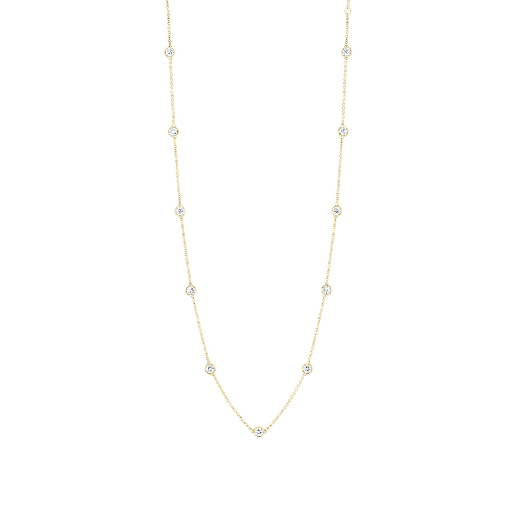 Classic Bezel Station Diamond Necklace 1 1/2ctw