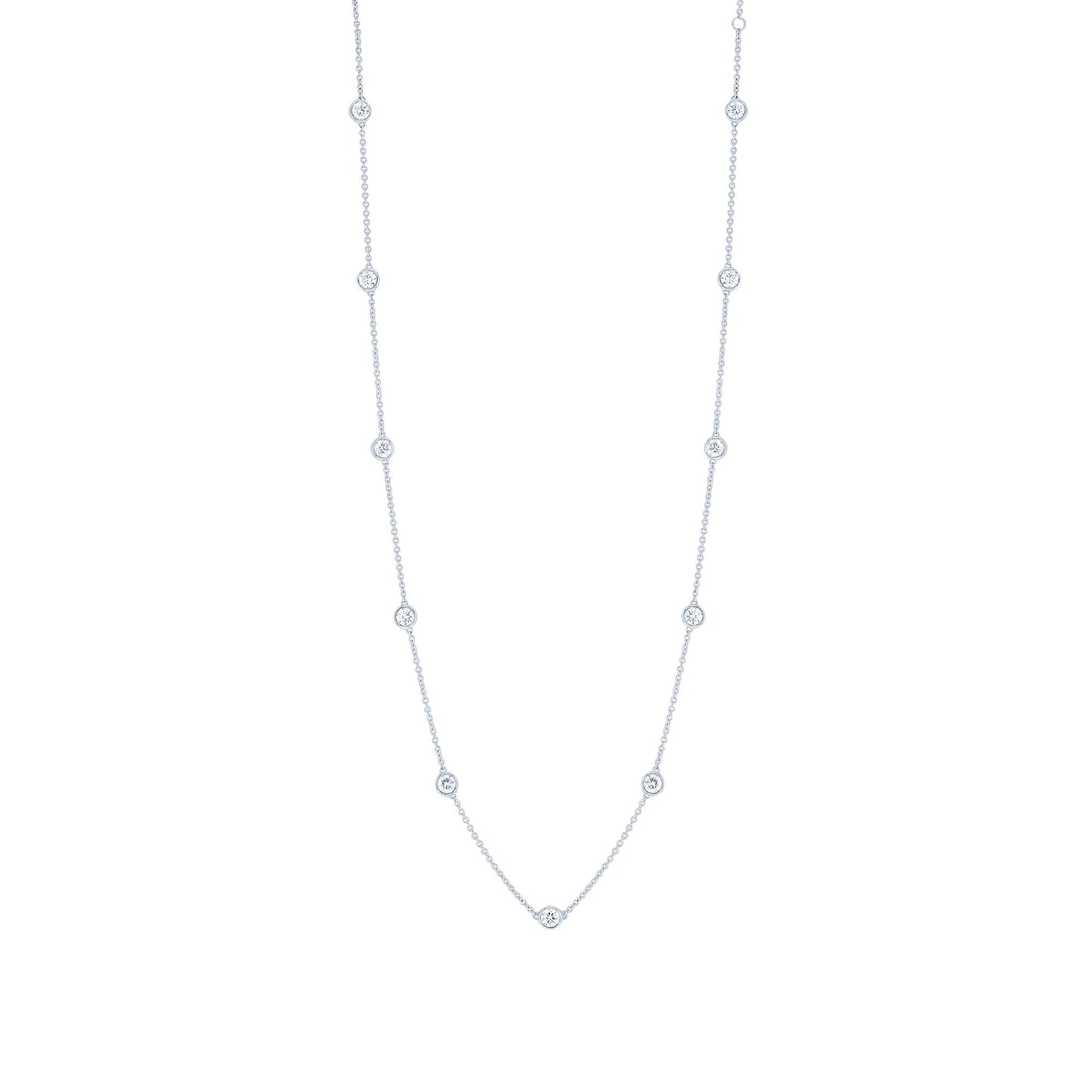 Classic Bezel Station Diamond Necklace 1 1/2ctw