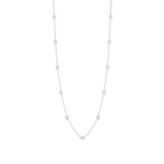 Classic Bezel Station Diamond Necklace 1 1/2ctw
