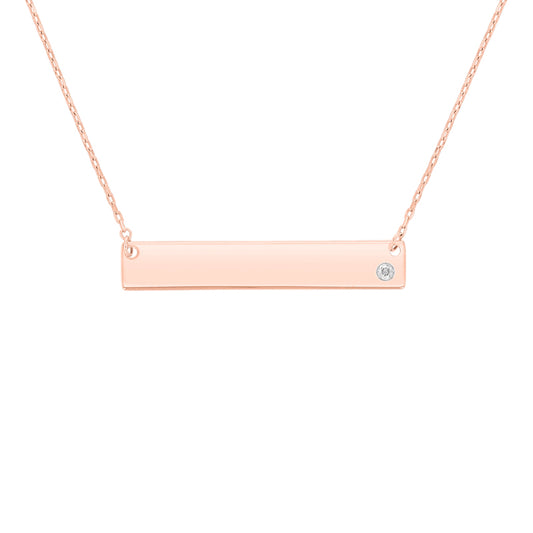 Solid Gold Bar Diamond Necklace