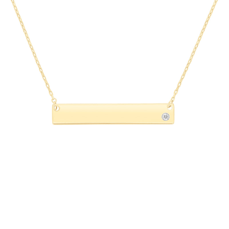 Solid Gold Bar Diamond Necklace