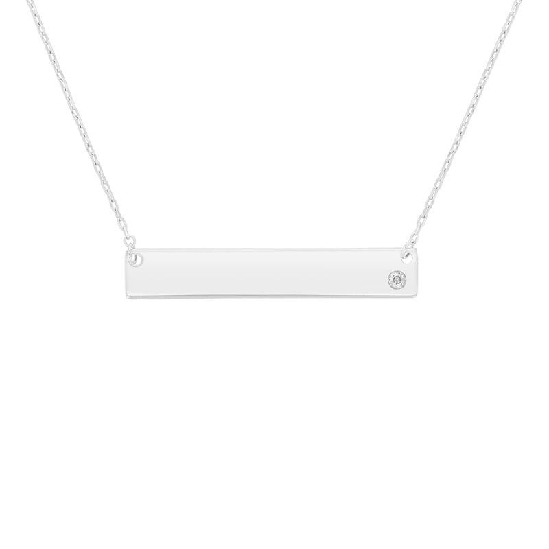 Solid Gold Bar Diamond Necklace