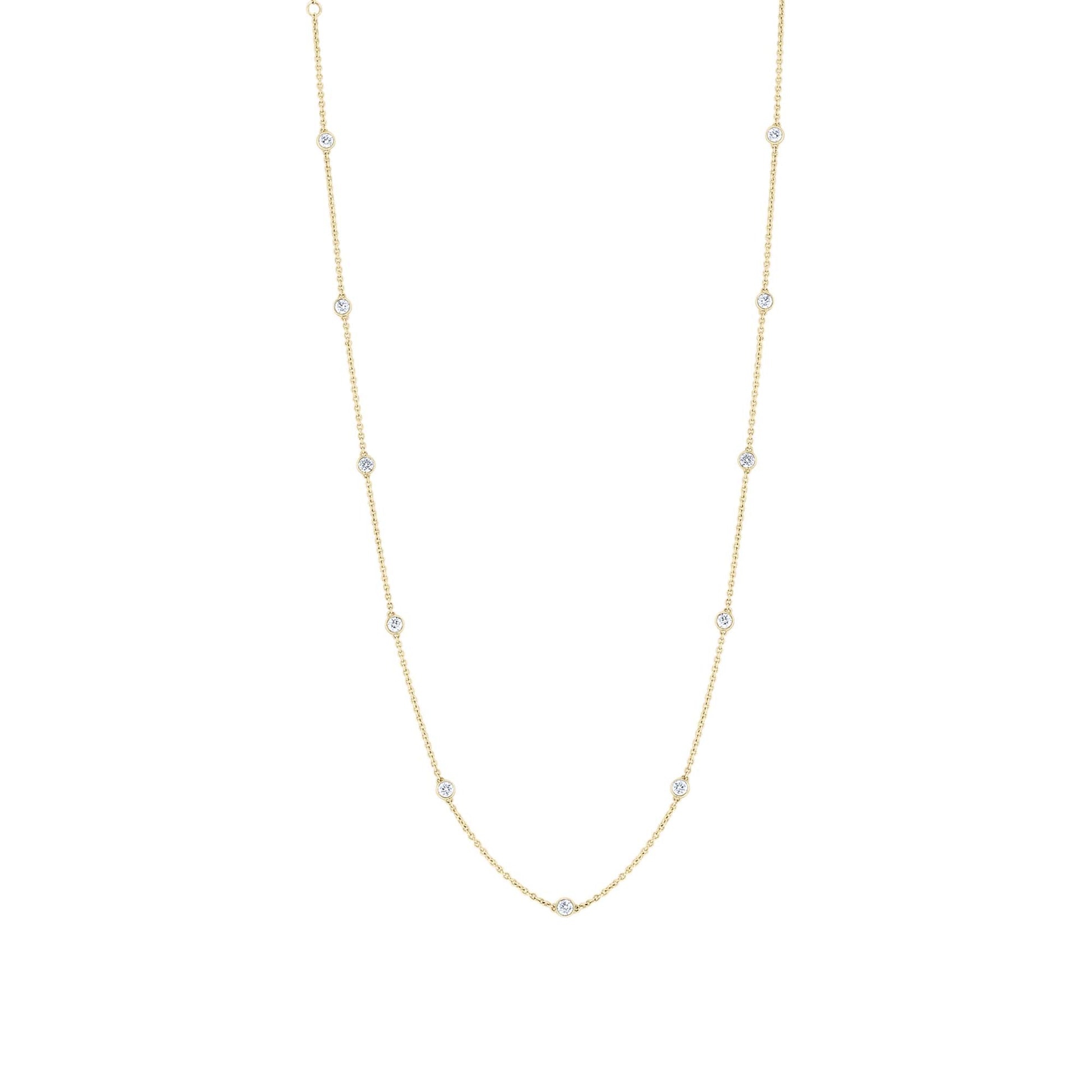 Classic Bezel Station Diamond Necklace 3/4ct