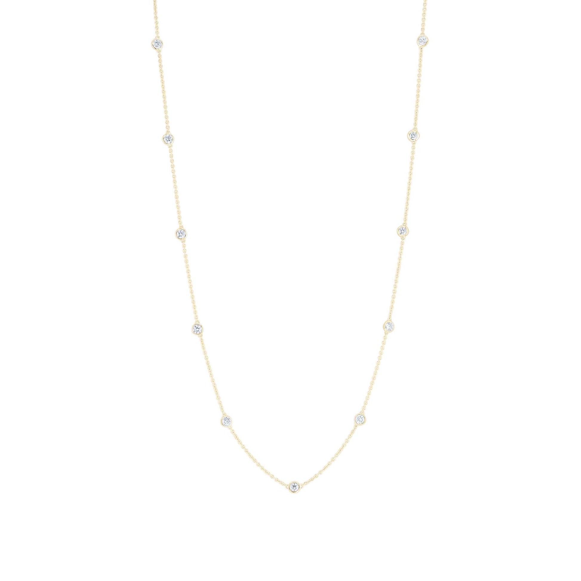 Classic Bezel Station Diamond Necklace 1ct