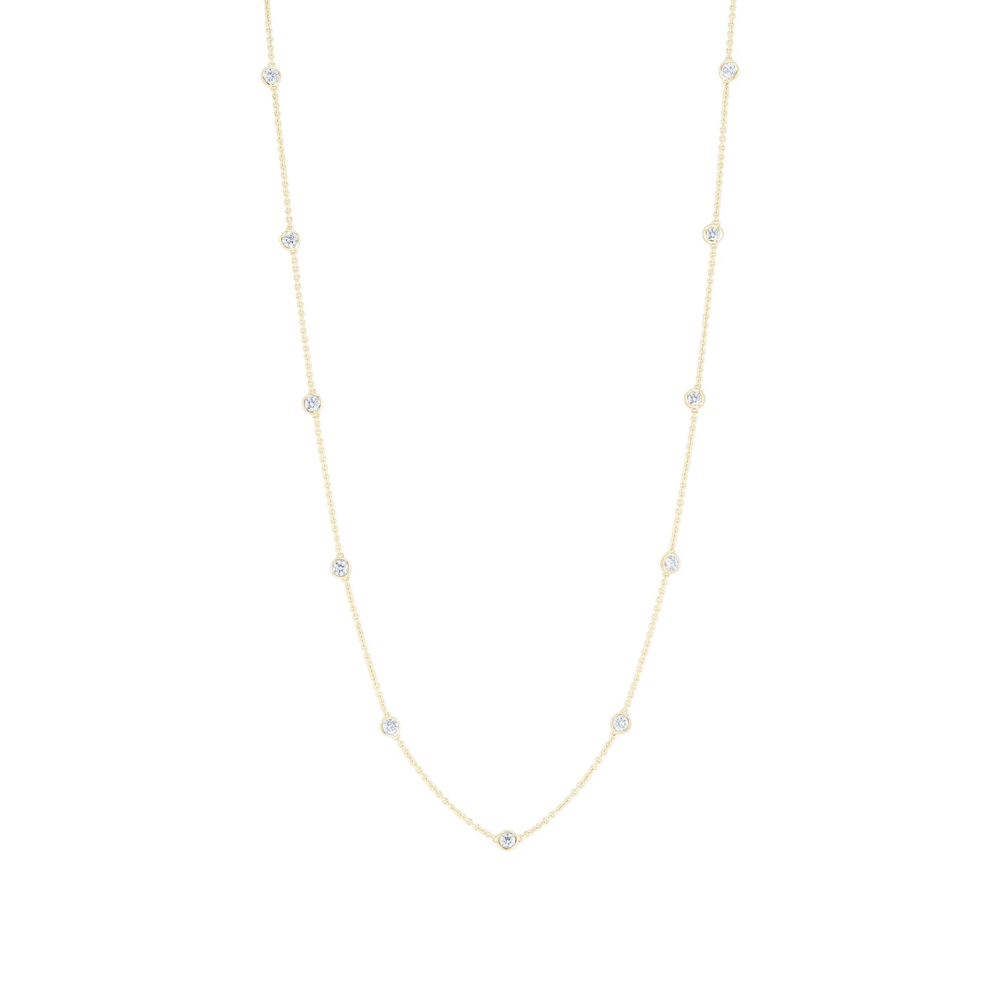 Classic Bezel Station Diamond Necklace 1ct