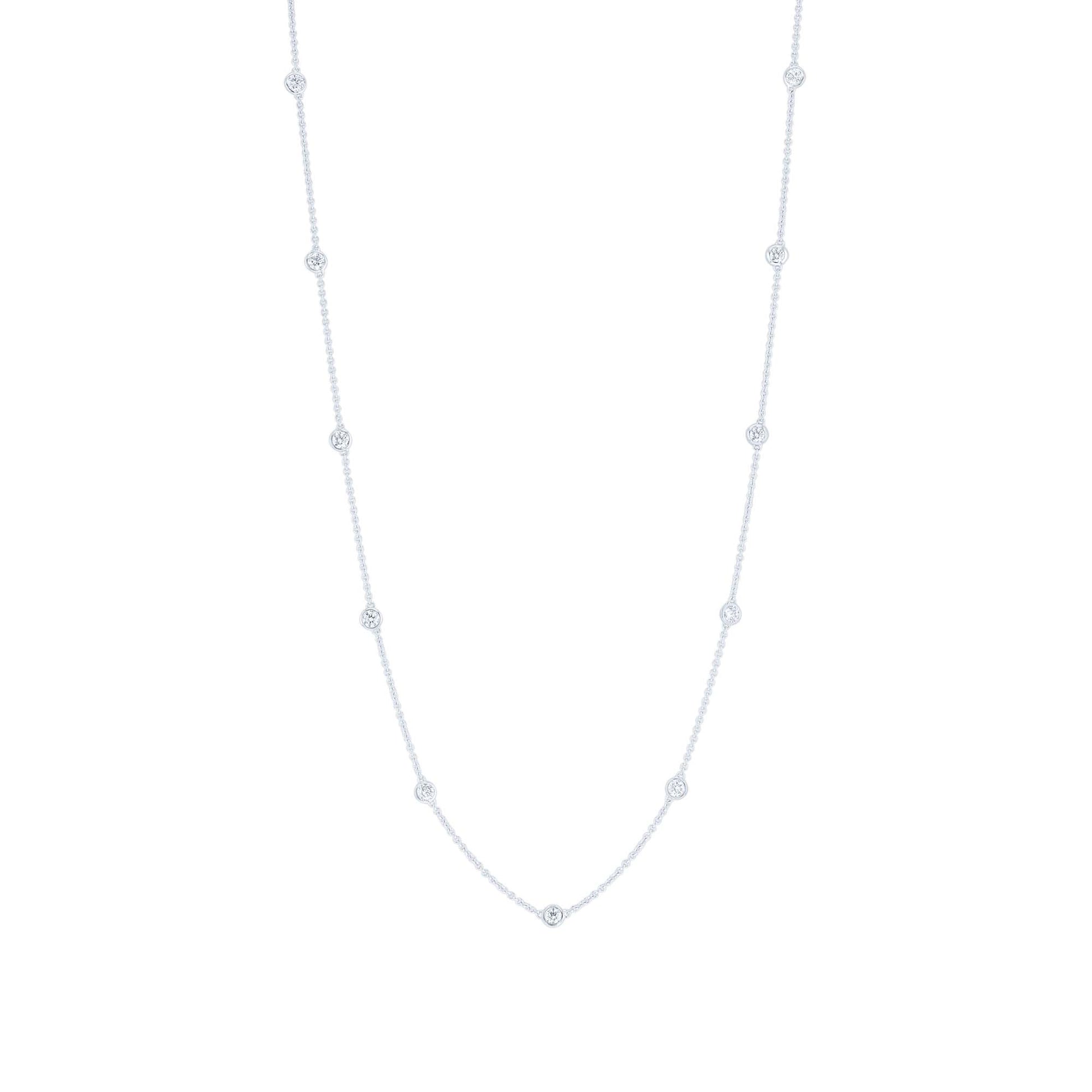 Classic Bezel Station Diamond Necklace 1ct