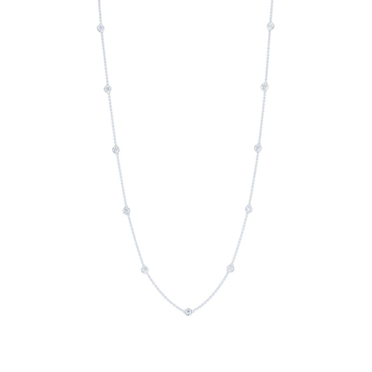 Classic Bezel Station Diamond Necklace 1ct