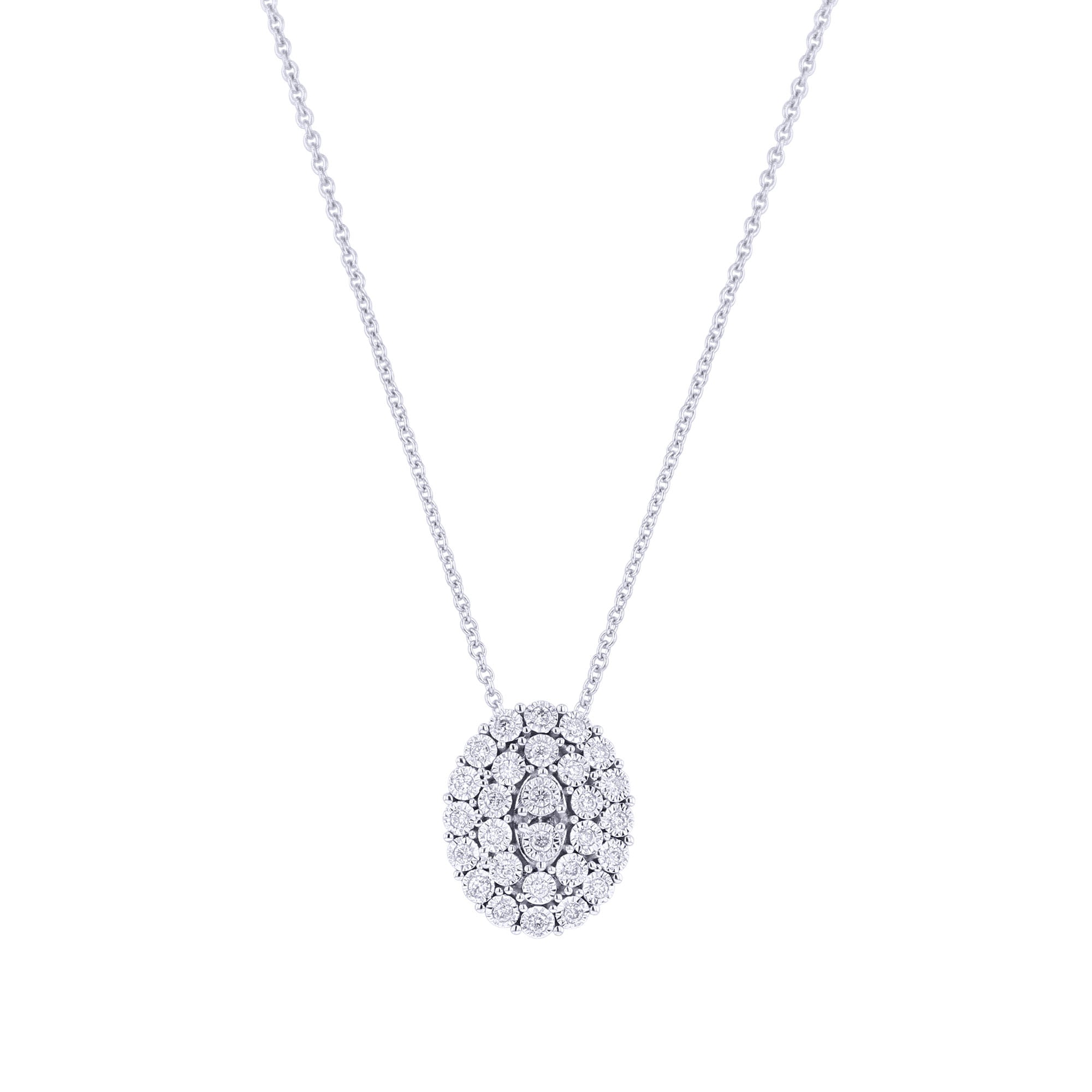 Nebula Oval Cluster Diamond Necklace 1/6ct
