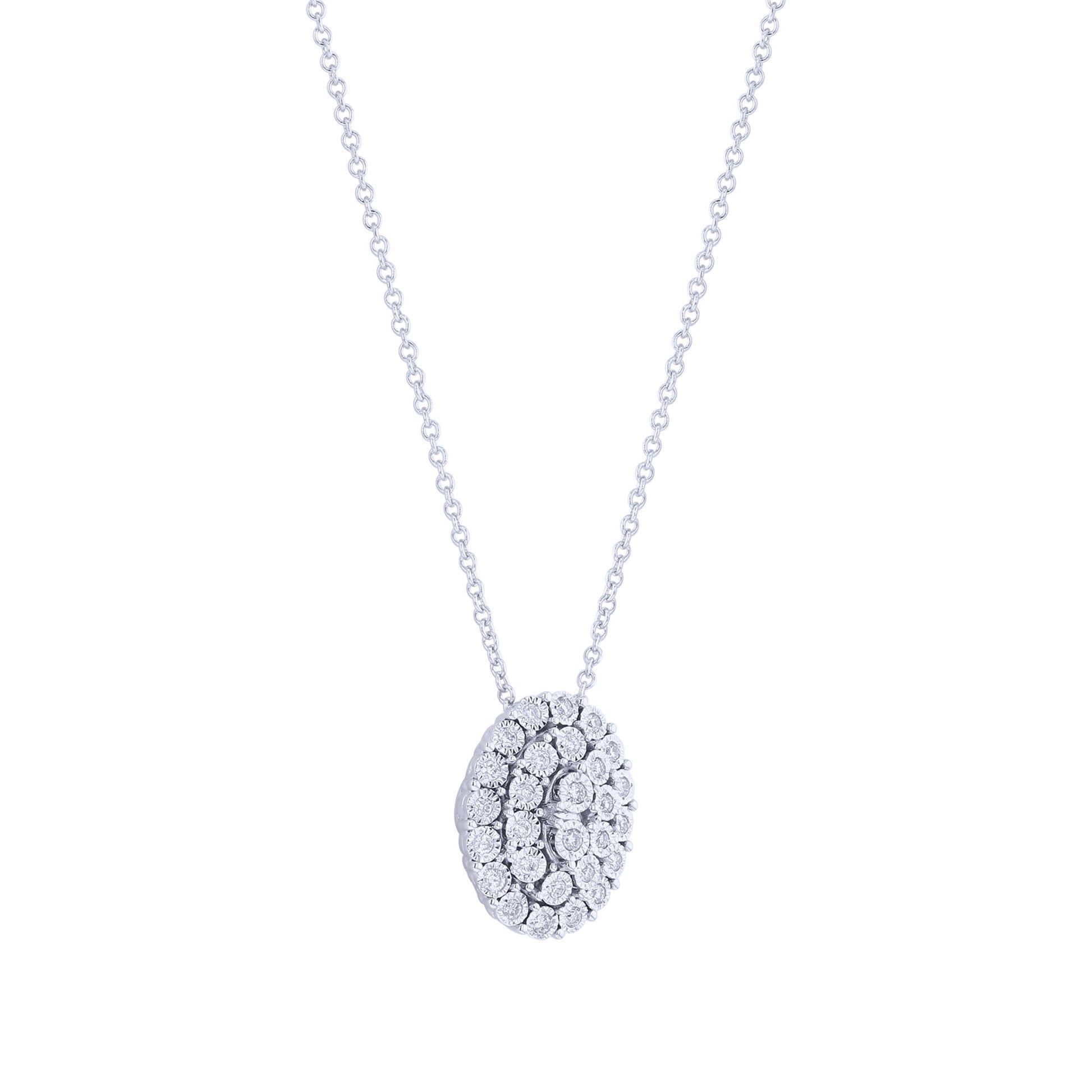 Nebula Oval Cluster Diamond Necklace 1/6ct