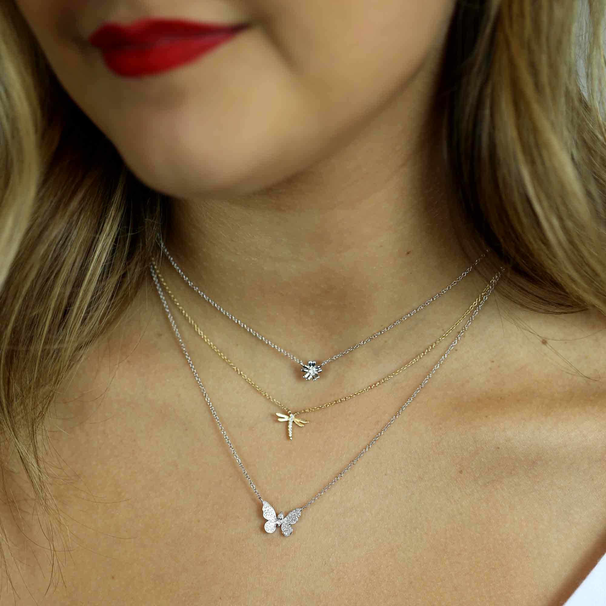Petite Blossom Diamond Necklace Steven Singer Jewelers