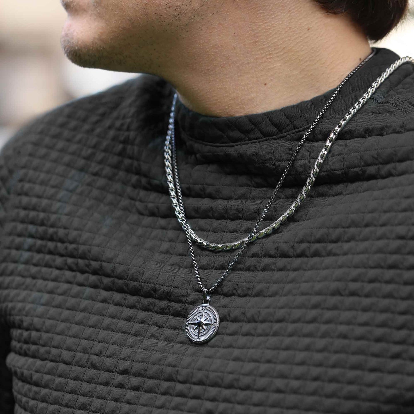 Astern Compass Stainless Steel Necklace