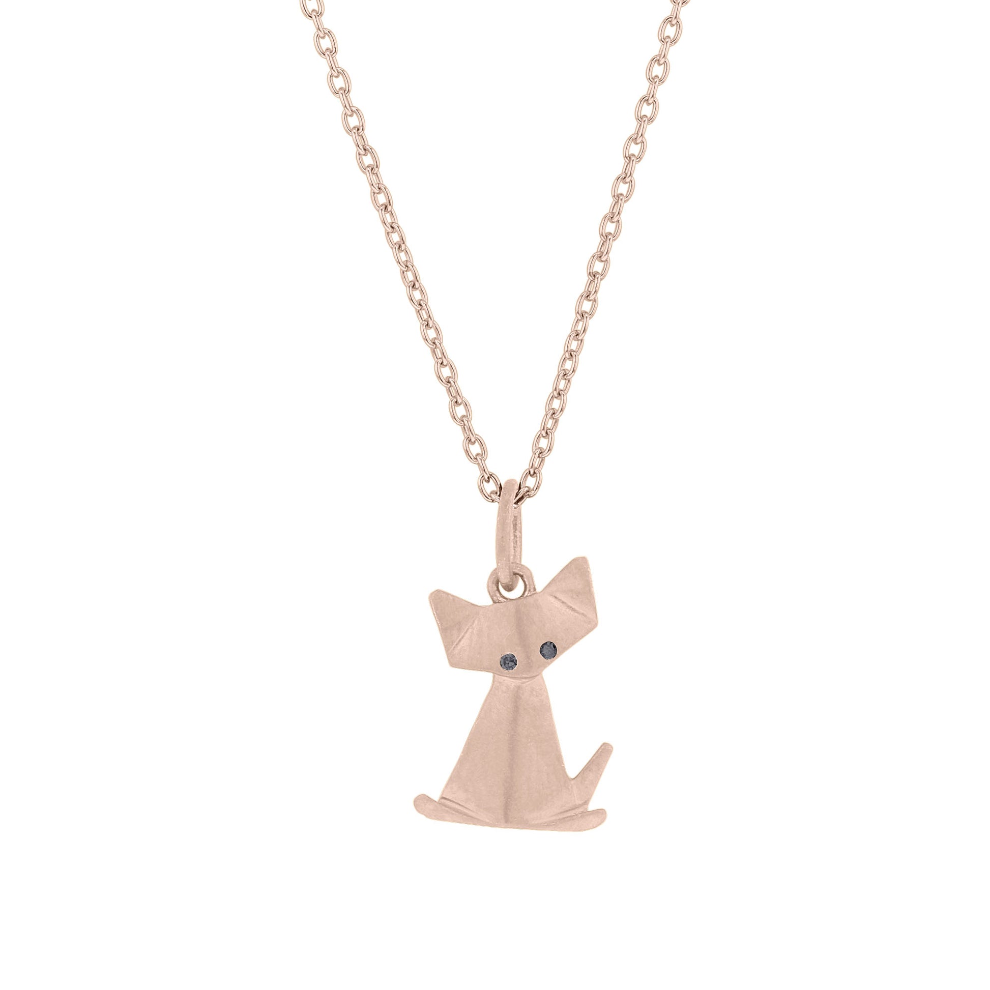 Mini Origami Cat Diamond Necklace