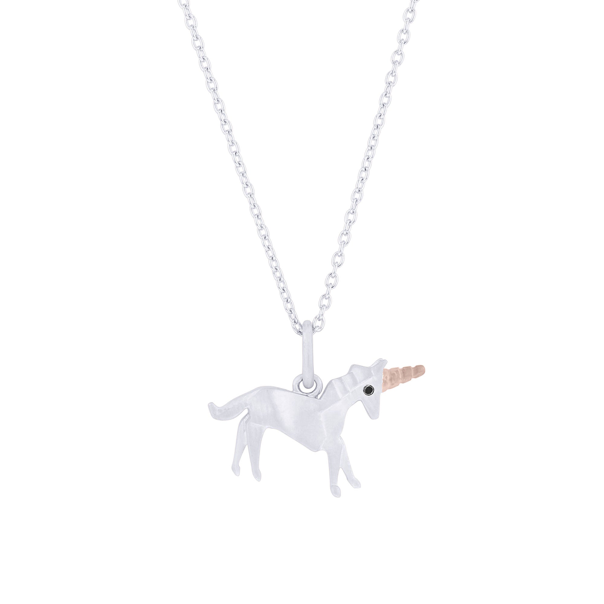 Origami Unicorn Diamond Necklace