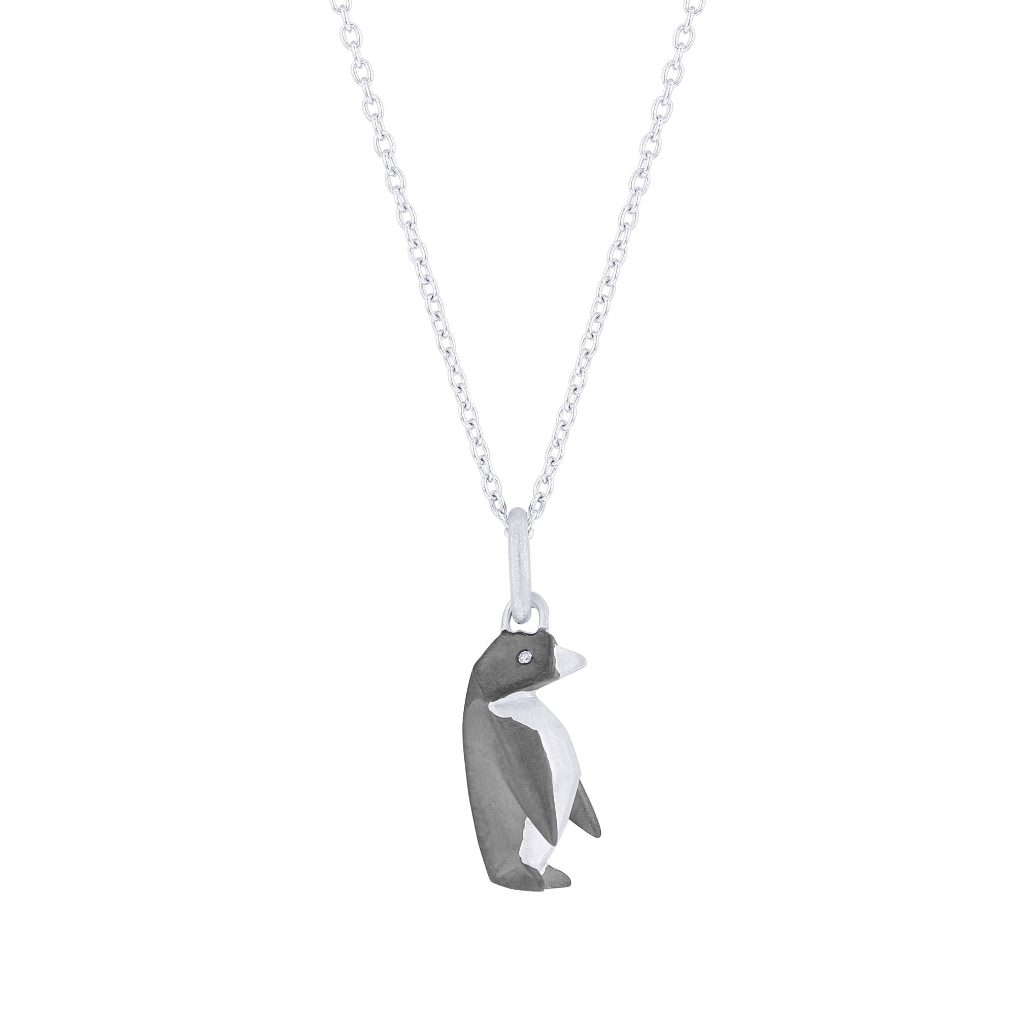 Origami Penguin Diamond Necklace