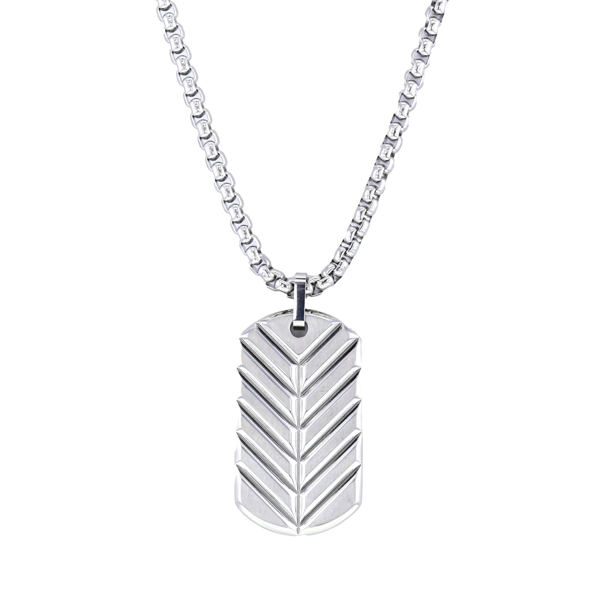 Chevron Stainless Steel Dog Tag Necklace