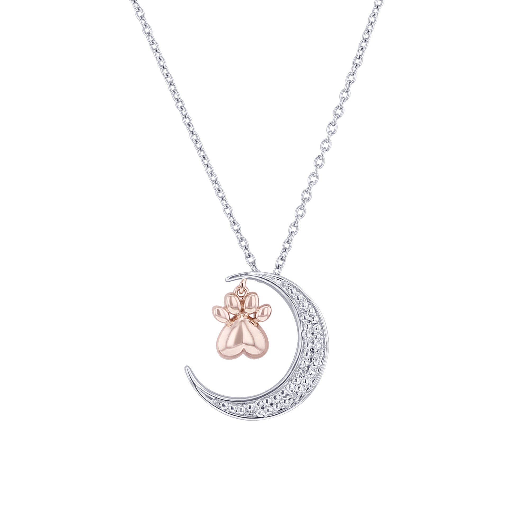 Silver Lunar Embrace Paw Diamond Necklace