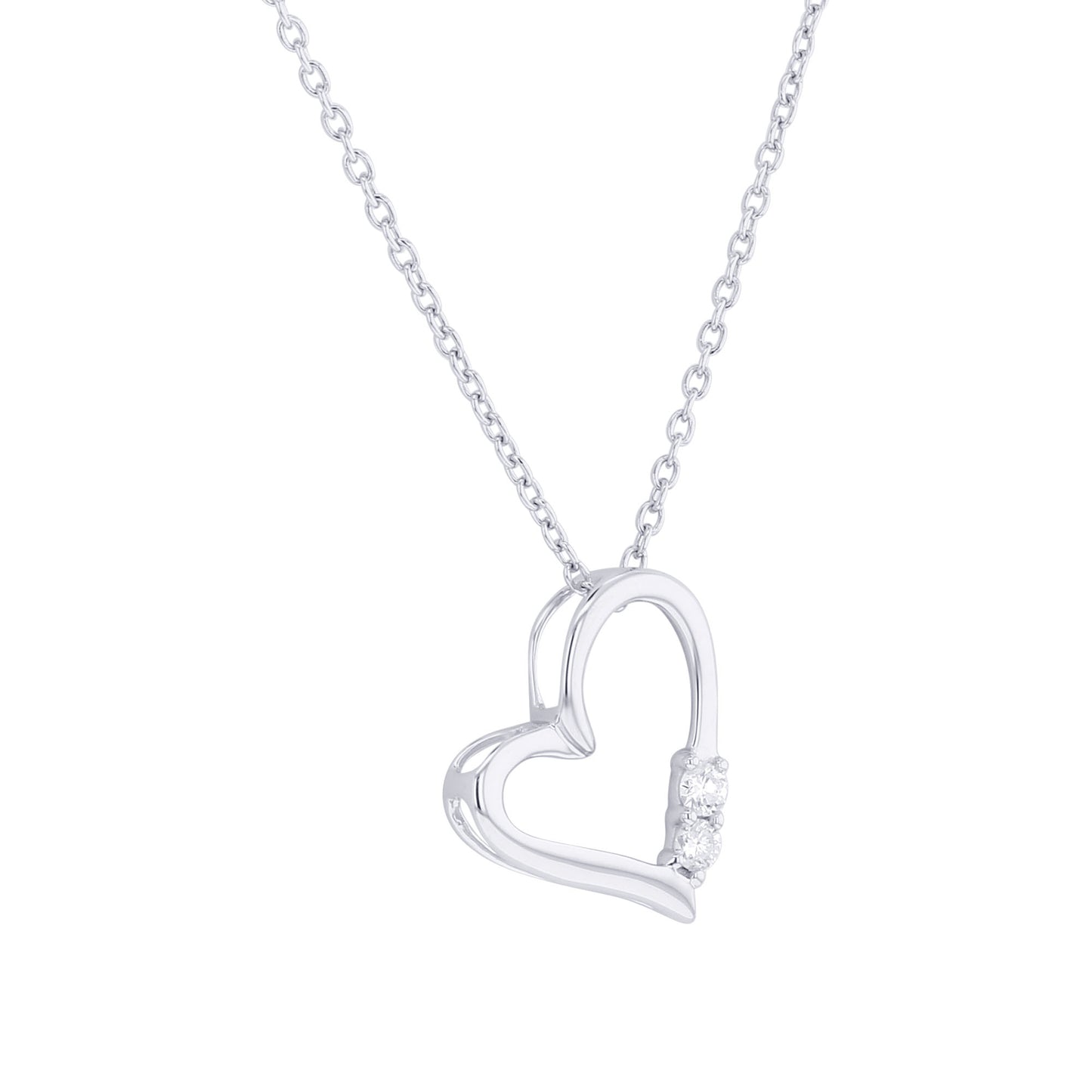 Silver Two of Hearts Diamond Necklace