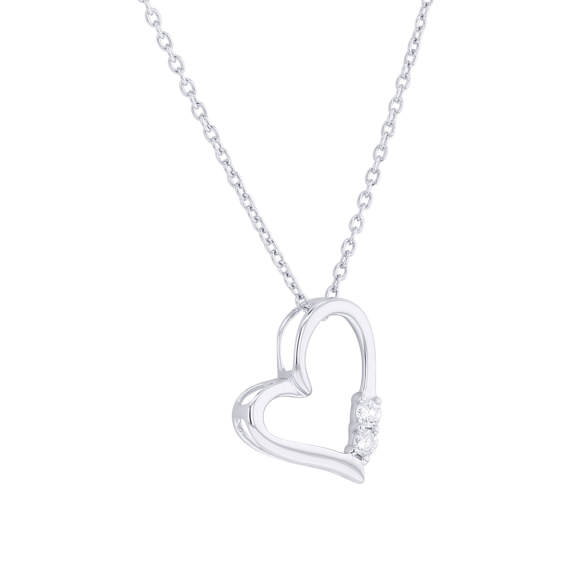 Silver Two of Hearts Diamond Necklace