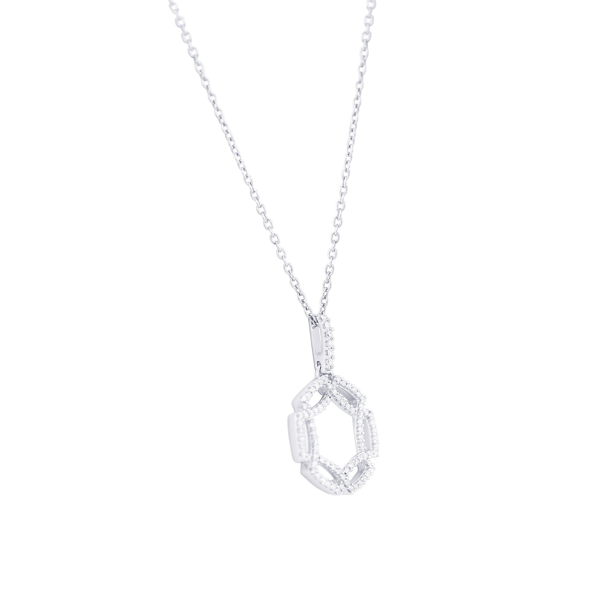 Silver Hexagonal Love Diamond Necklace