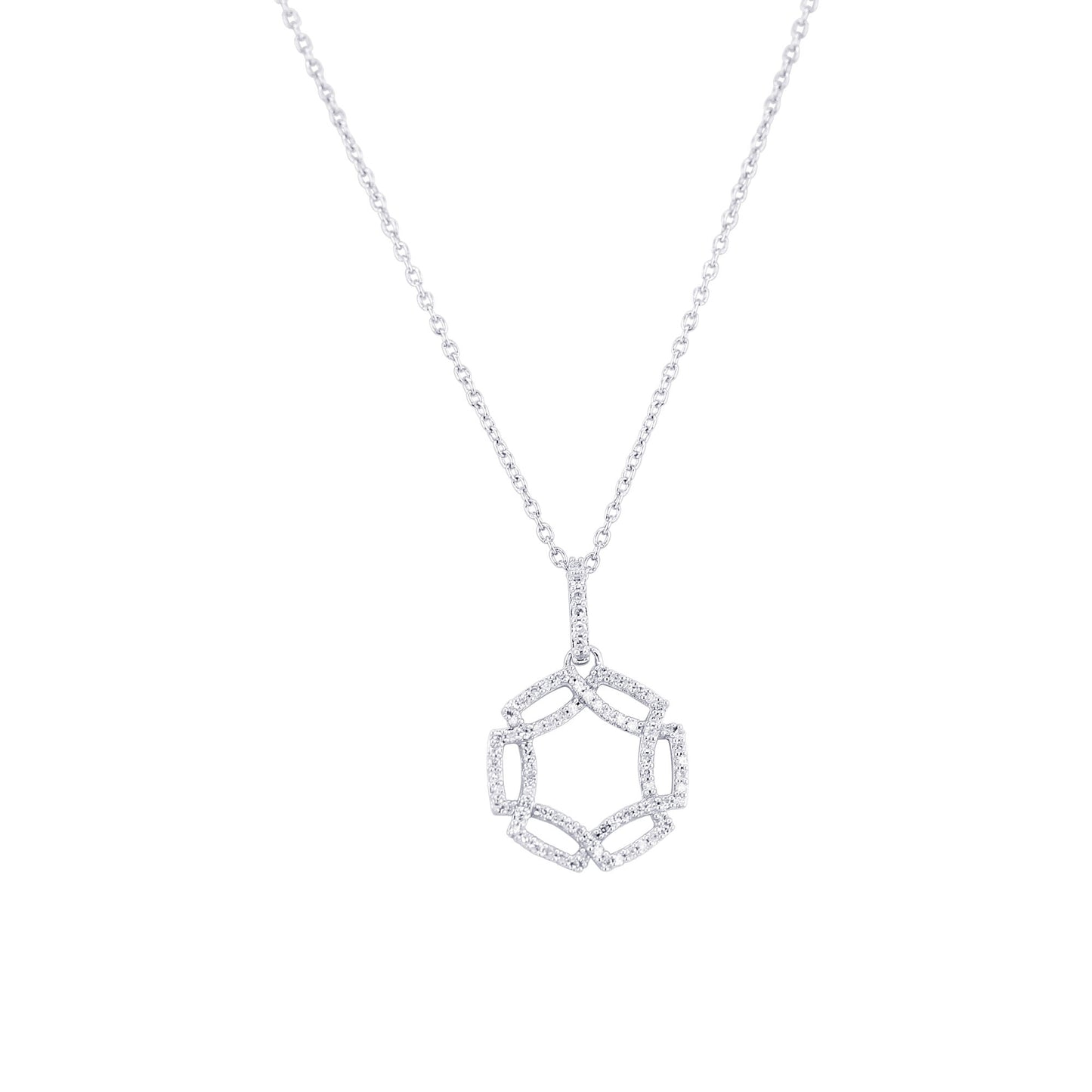 Silver Hexagonal Love Diamond Necklace