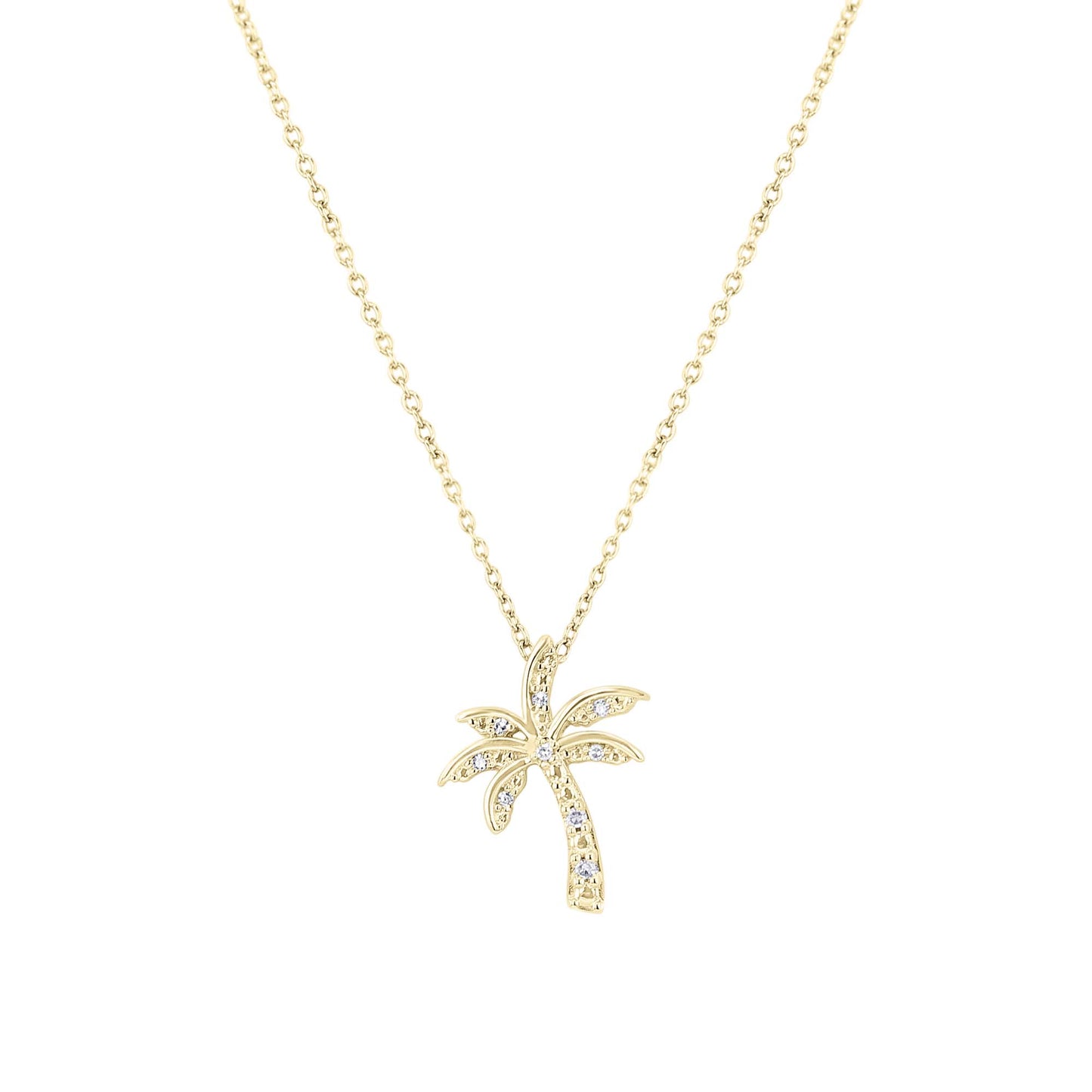 Silver Palm Tree Diamond Necklace