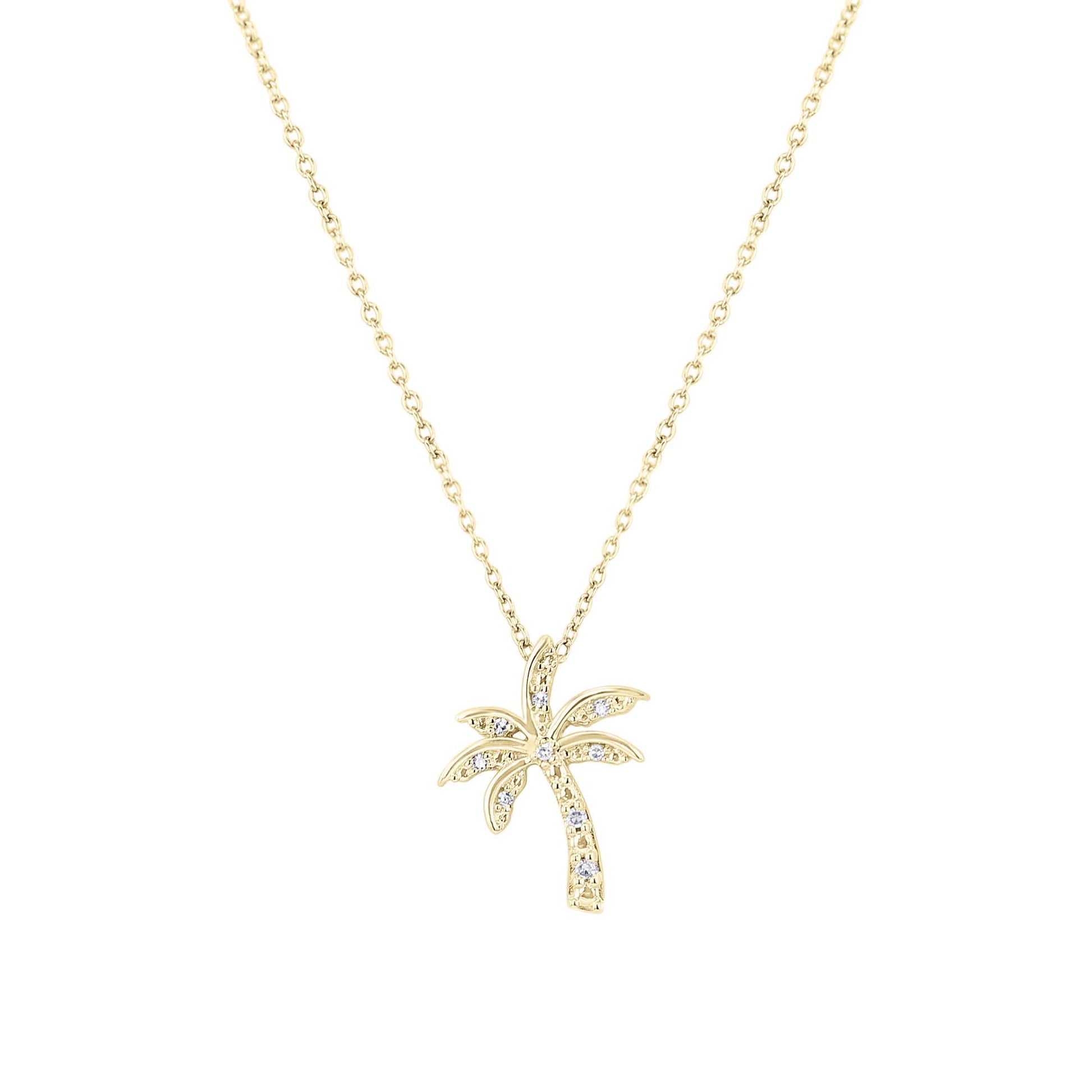 Silver Palm Tree Diamond Necklace